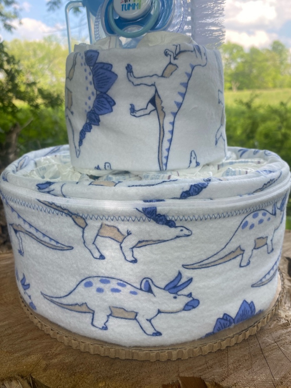 Blue Dinosaur Diaper Cake Gift Set - Picture 3 of 7